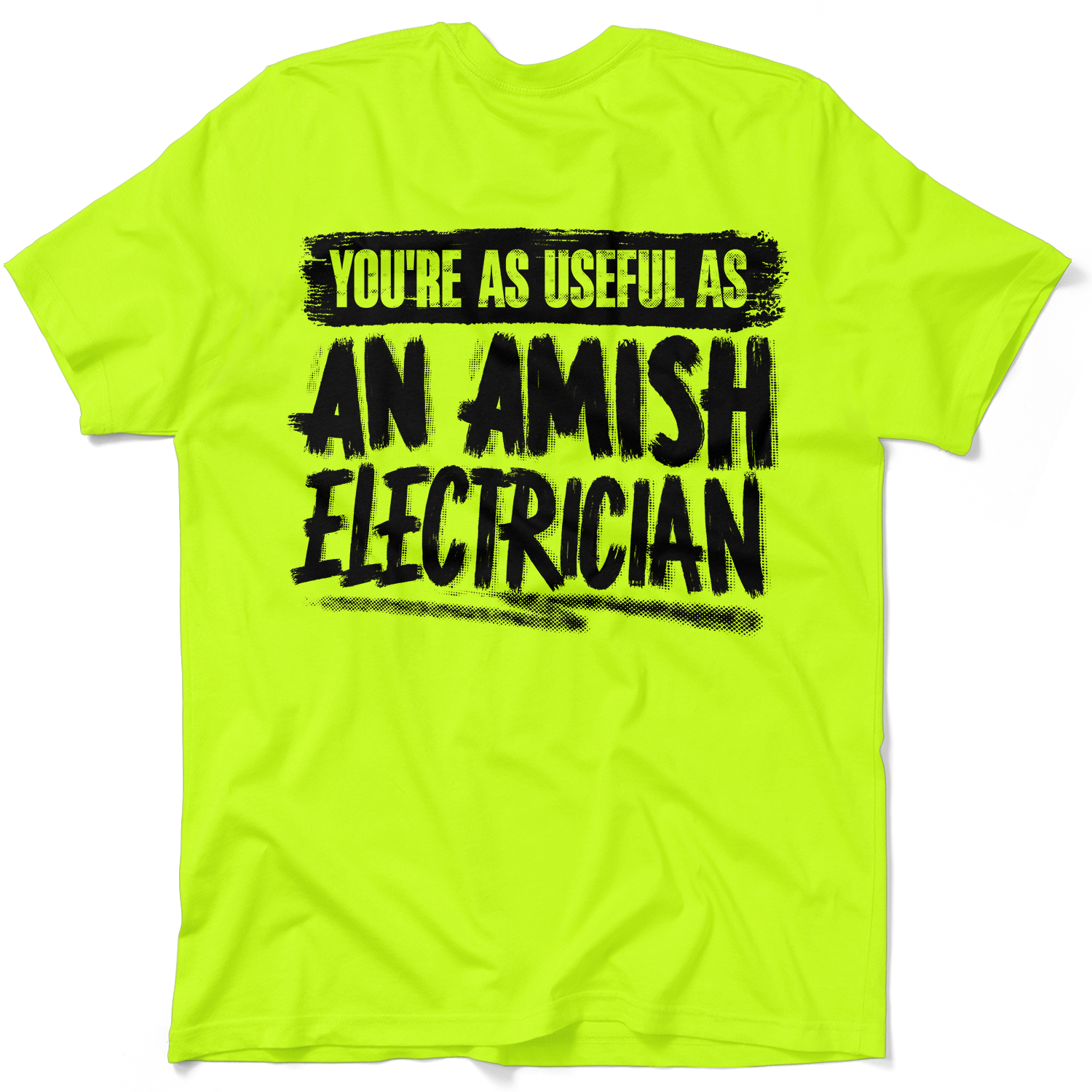 Amish Electrician - Safety Yellow Hi-Vis Pocket T-Shirt