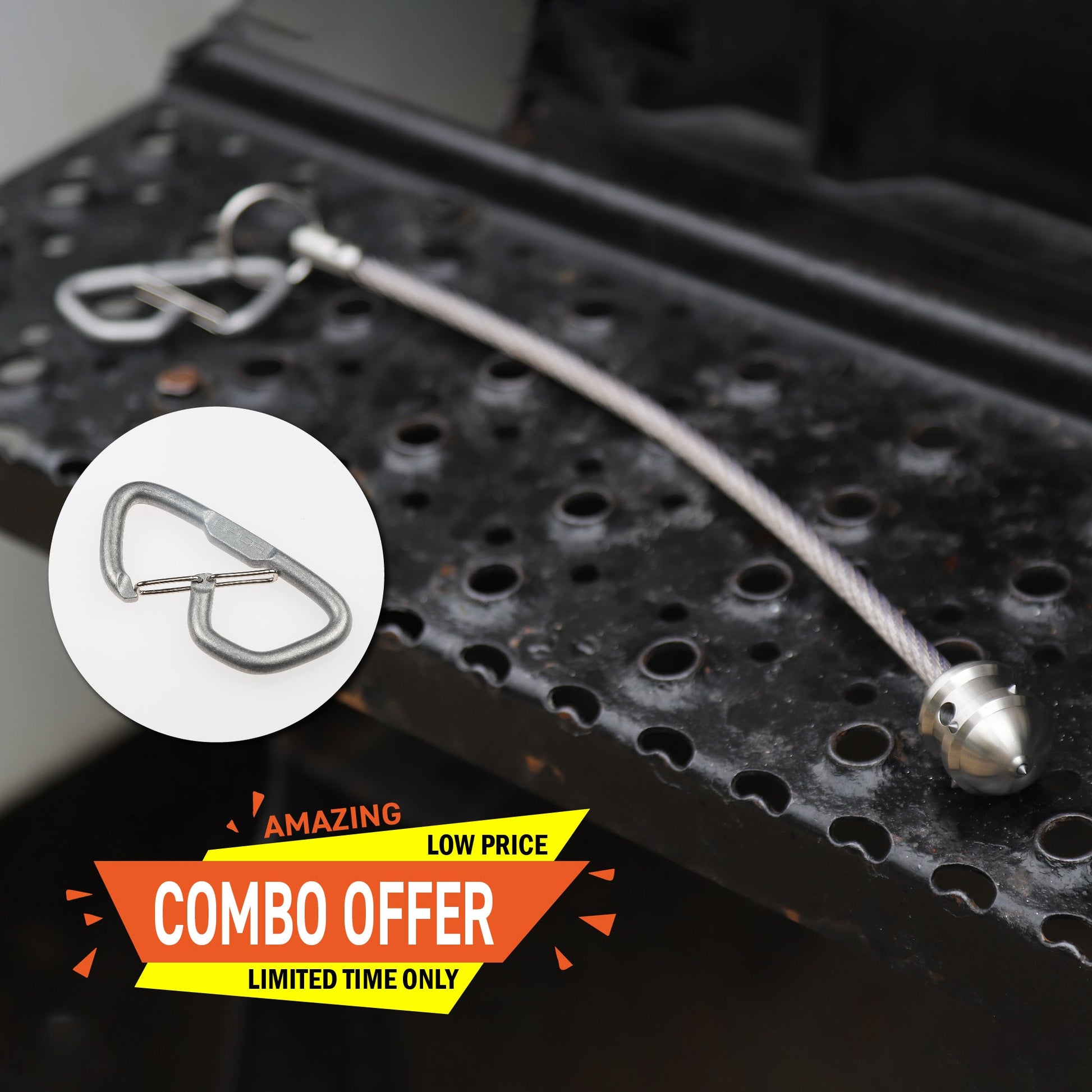 Stinger Stainless Steel Spiked Monkey Fist: Car Emergency Window Breaker + GPCA Carabiner Loop LITE (1 PC)
