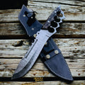 Damascus Knuckle Bowie Knife Wenge Wood Full Tang