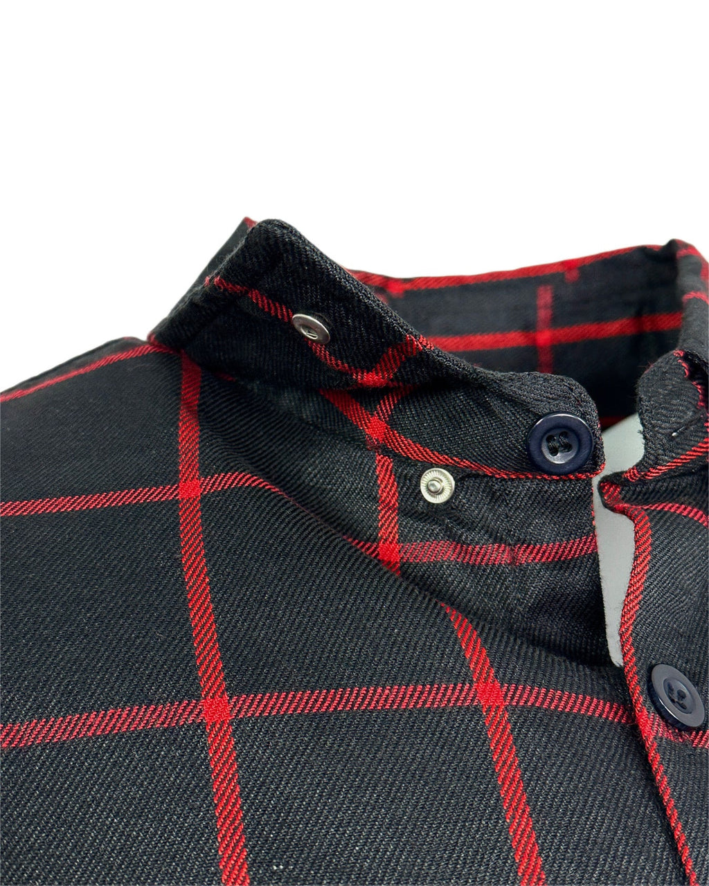 The "Nightmare" Black & Red Flannel (Hidden Snap Collars)