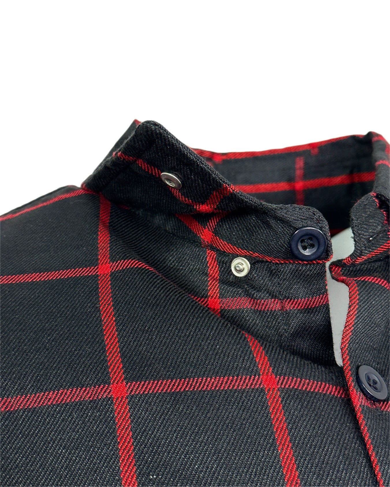 The "Nightmare" Black & Red Flannel (Hidden Snap Collars)