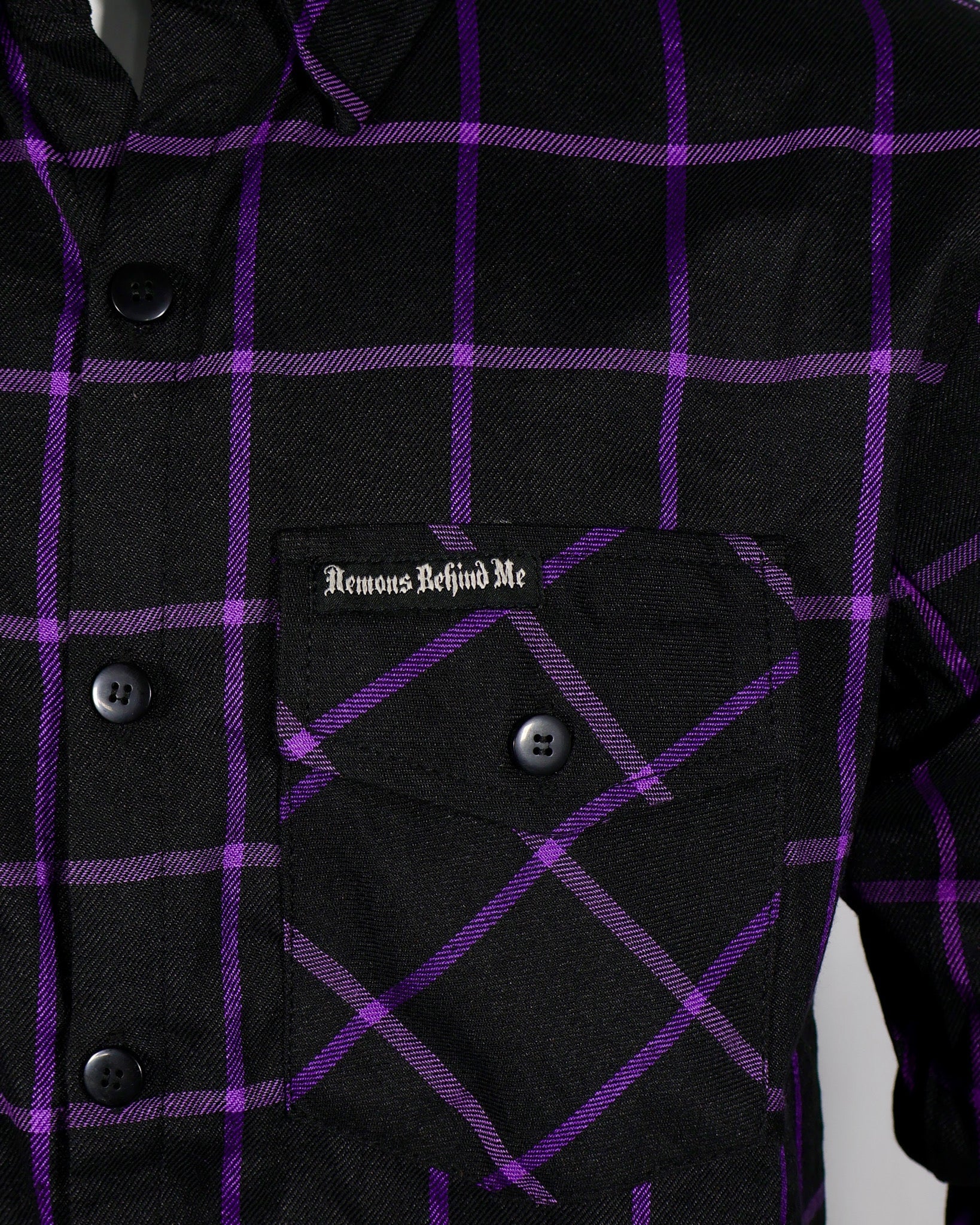 The "Raven" Black & Purple Flannel (Hidden Snap Collars)