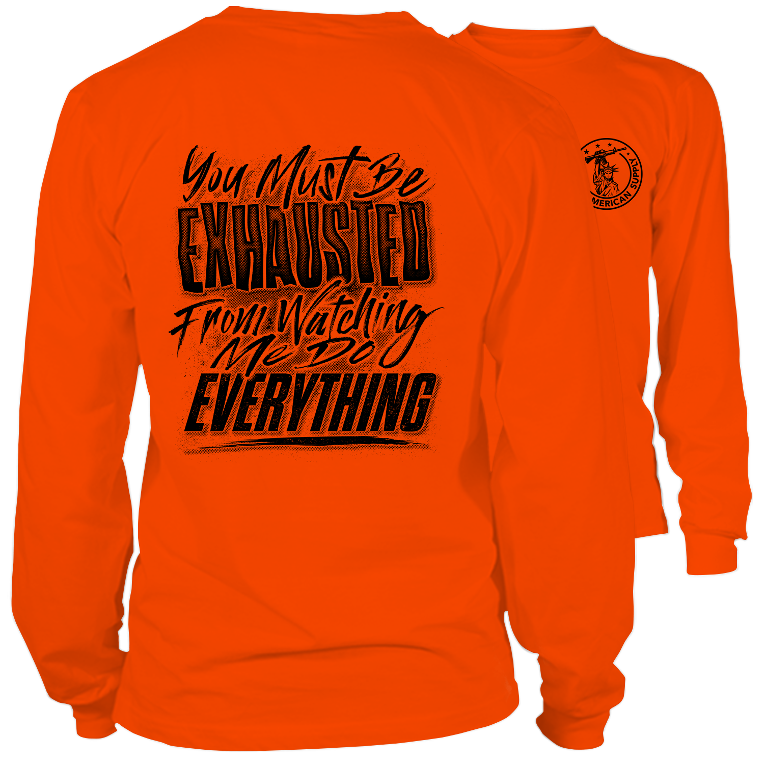 Exhausted - Long Sleeve Hi-Vis T-Shirt