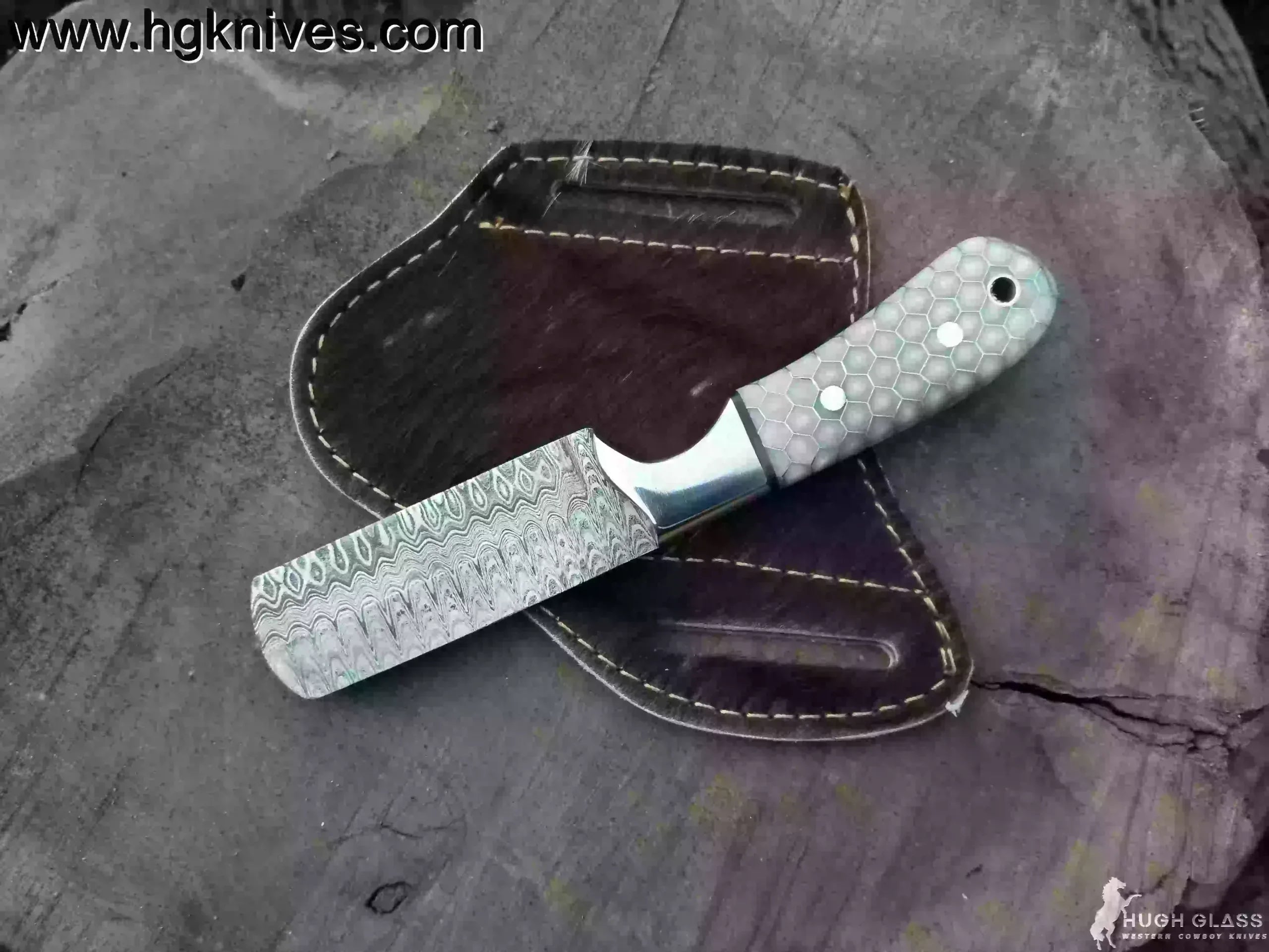 Honeycomb Handle Bull Cutter Knife for Ranch Work and Collecting