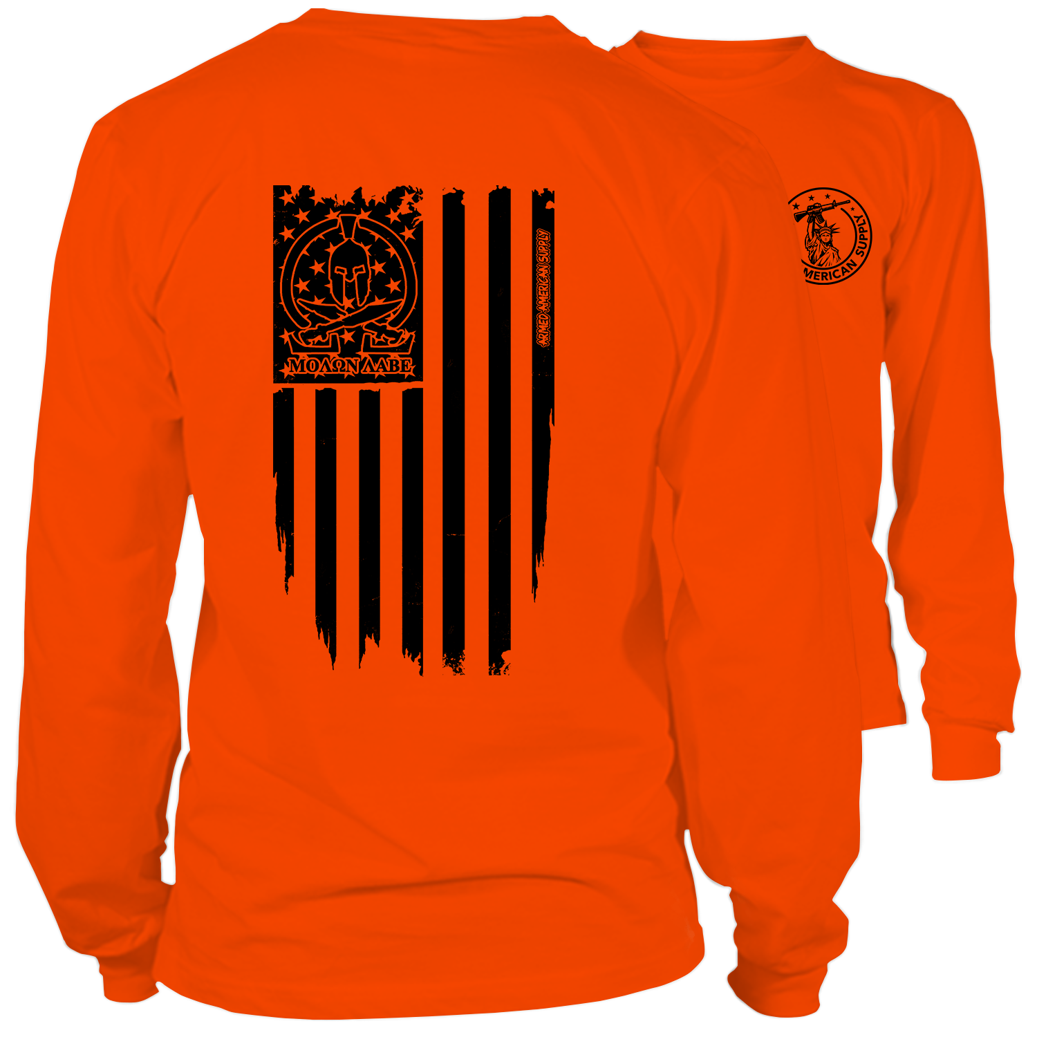 Molon Labe Ghost Flag - Long Sleeve Hi-Vis T-Shirt