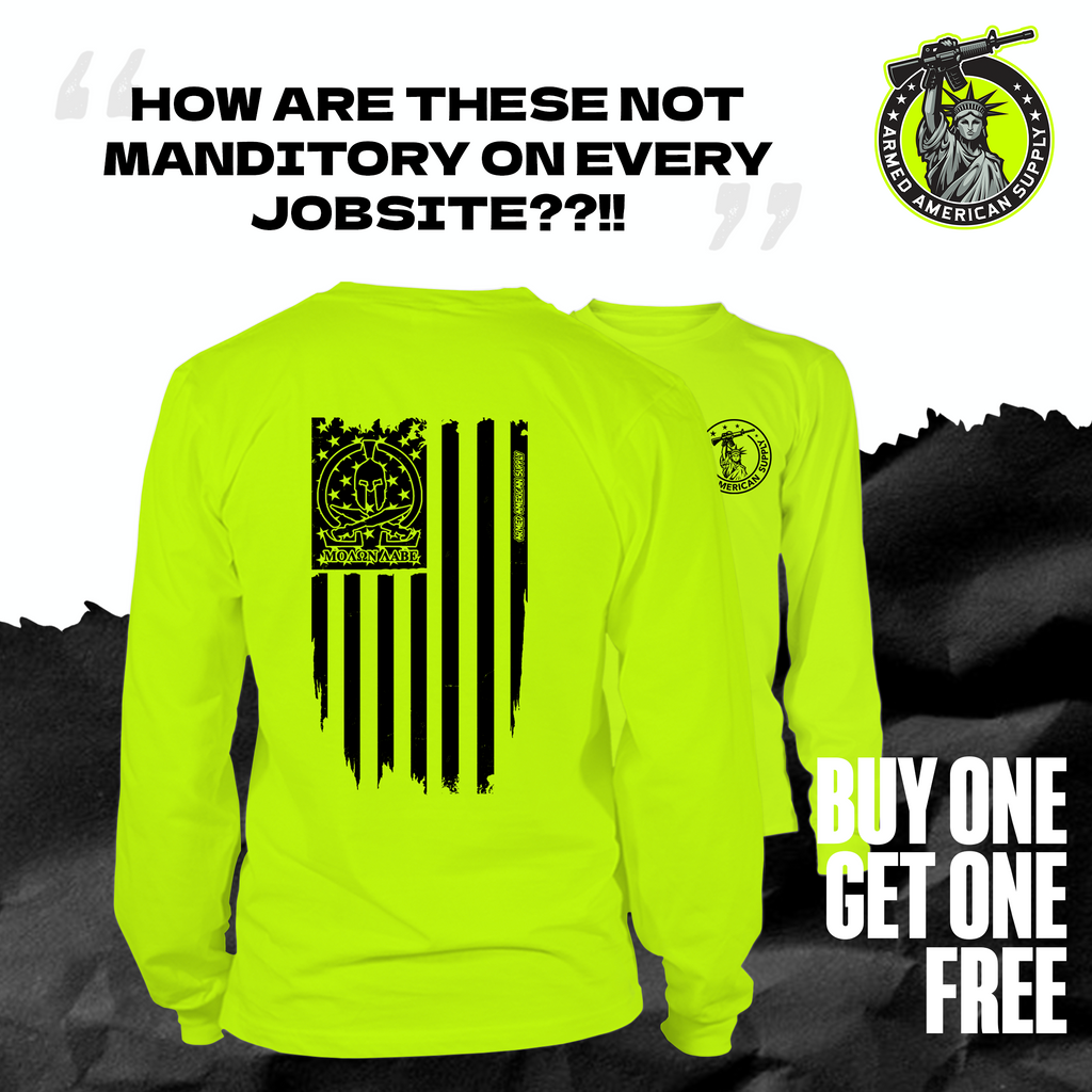 Molon Labe Ghost Flag - Long Sleeve Hi-Vis T-Shirt