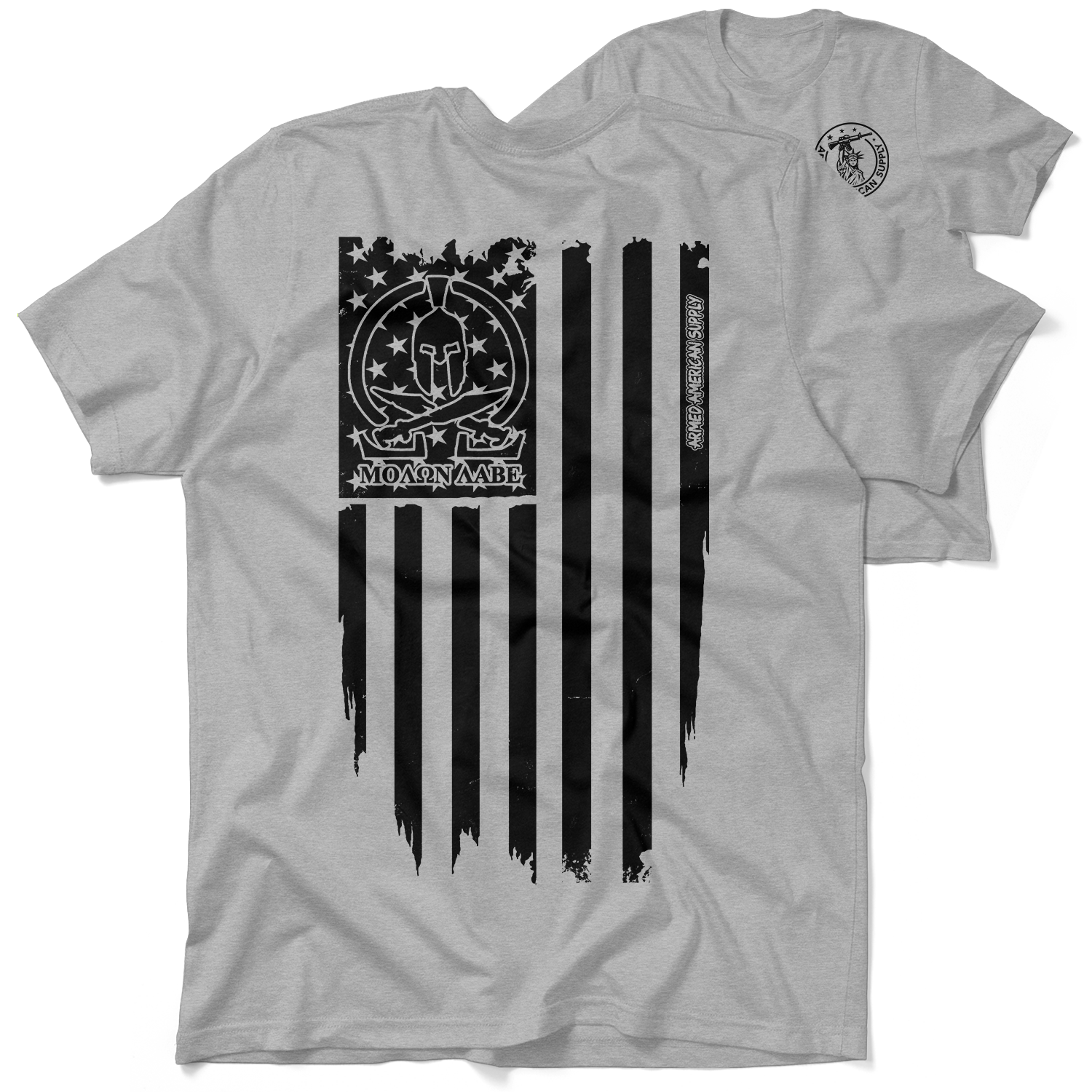 Molon Labe Ghost Flag - Safety Yellow T-Shirt