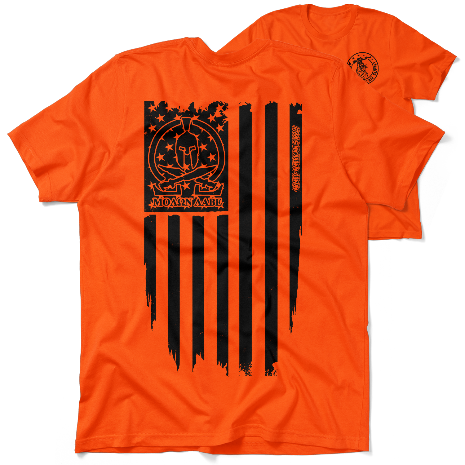 Molon Labe Ghost Flag - Safety Yellow T-Shirt