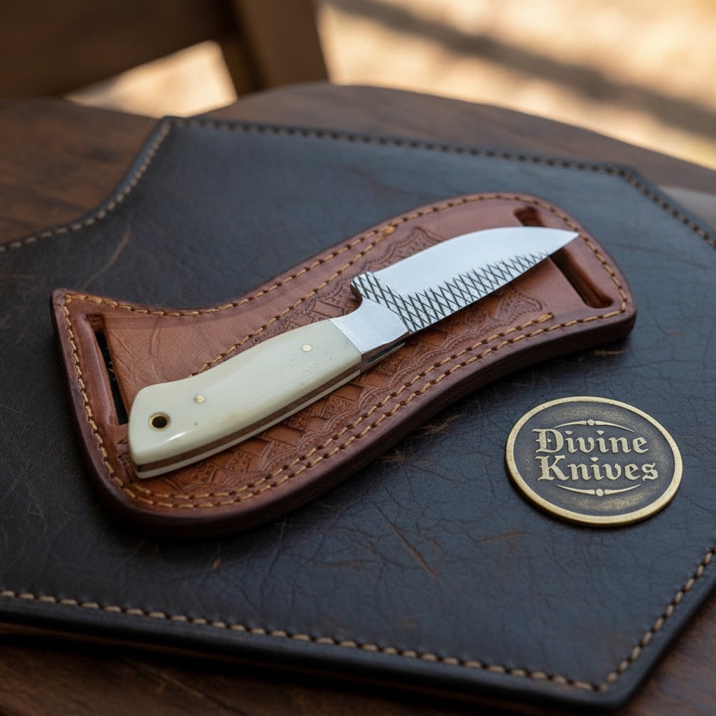 Bone Western Rasp Cowboy Knife with Rasp File Blade