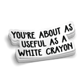 White Crayon Hard Hat Decal