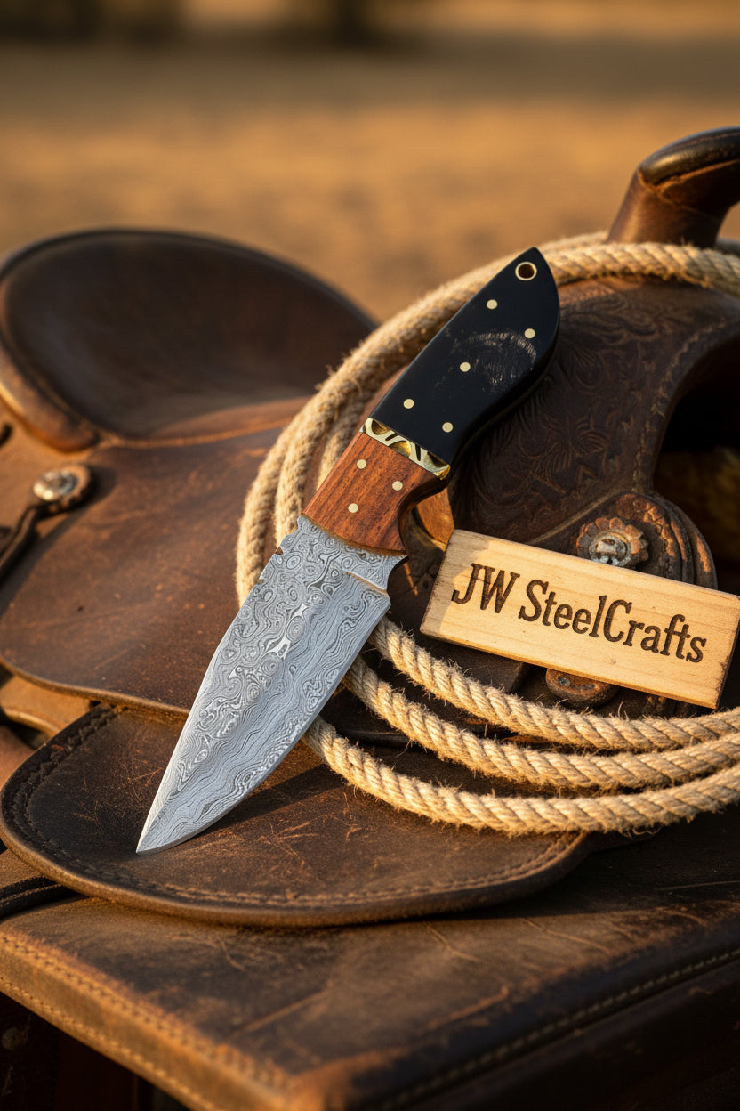 Duskline Tracker Blade 8" Handmade Damascus Two-Tone Handle