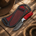 Red Coral Resin Drop Point Hunter Knife for Field Dressing and Camp Use