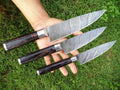 Custom Handmade Damascus Steel Chef Knife – 13” Pakka Wood Handle with Steel Bolster & Leather Sheath | Best Japanese Cutlery Set