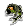 Bass Mullet Hard Hat Decal