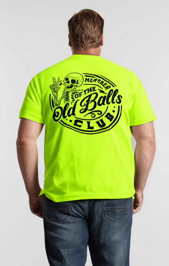Old Balls Club - Safety Yellow Hi-Vis T-Shirt