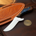 Blue Resin Upswept Cowboy Skinner with Polished Blade for Field Work