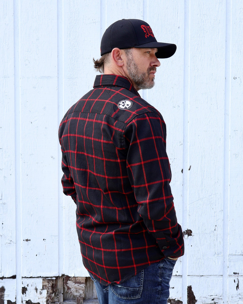 The "Nightmare" Black & Red Flannel (Hidden Snap Collars)
