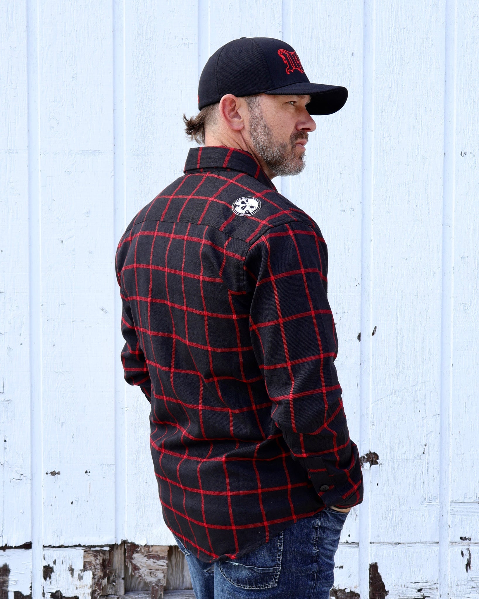The "Nightmare" Black & Red Flannel (Hidden Snap Collars)