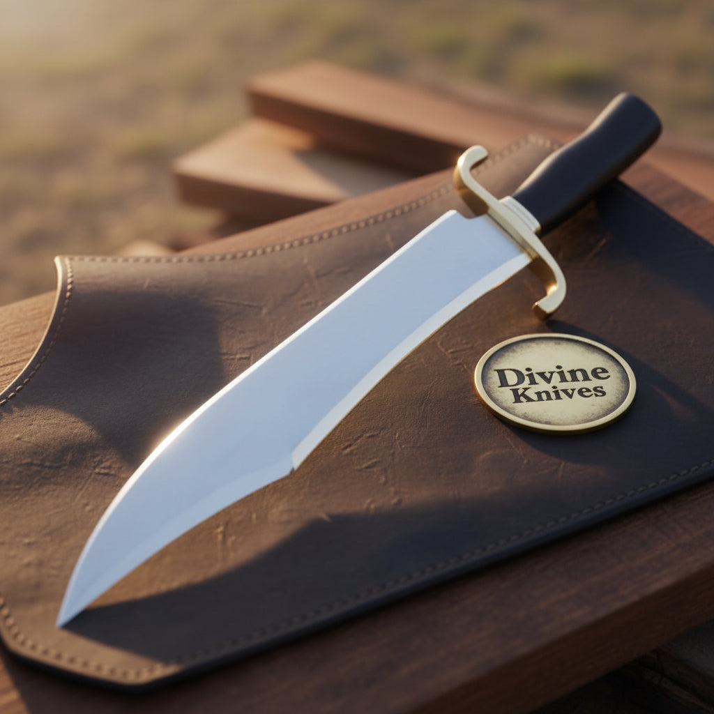 Musso Bowie Knife with Inlaid Brass Spine Strip and Buffalo Horn Grip