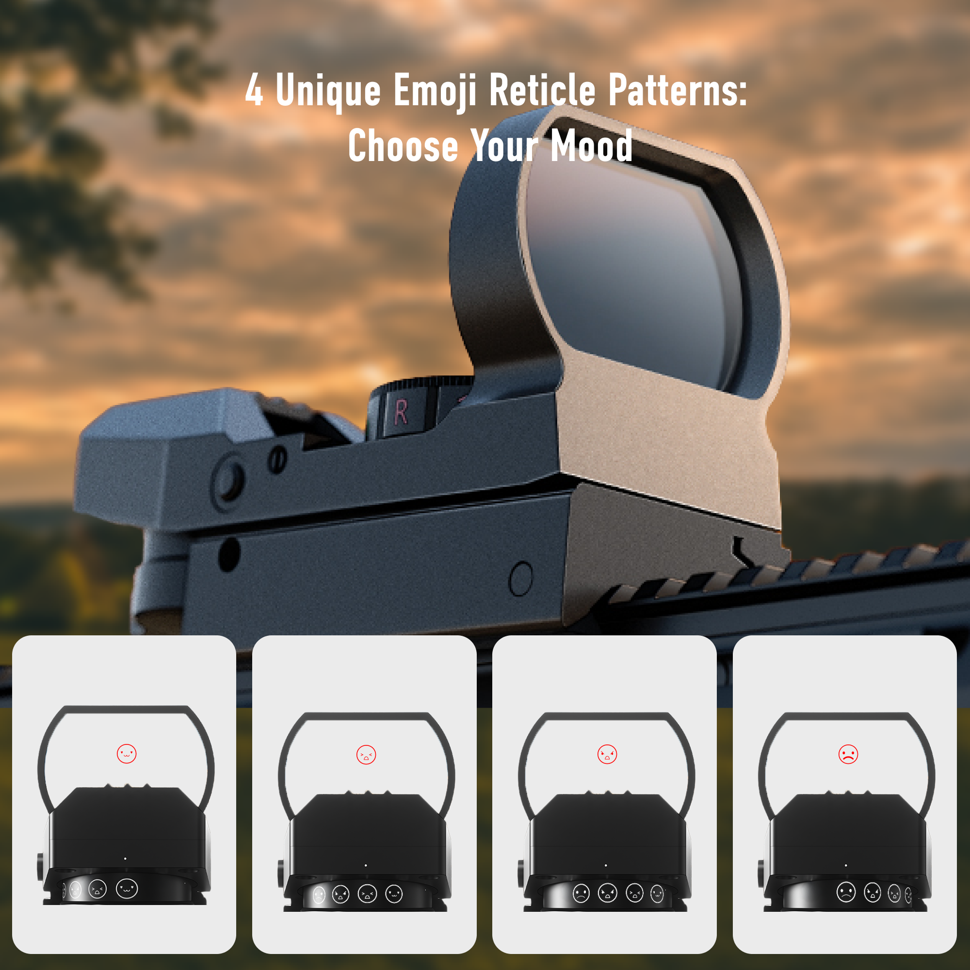 Pinty 4-in-1 Emoji Reticle Red/Green/Blue Dot Sight, 1X24X34 Reflex Sight with 21mm Rail