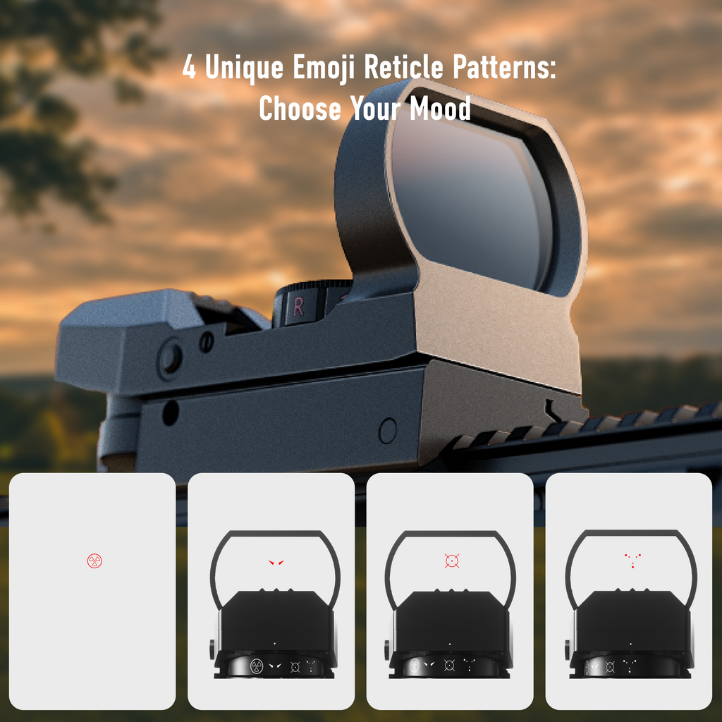 Pinty 4-in-1 Tactical Reticle Red/Green/Blue Dot Sight, 1X24X34 Reflex Sight with 21mm Rail