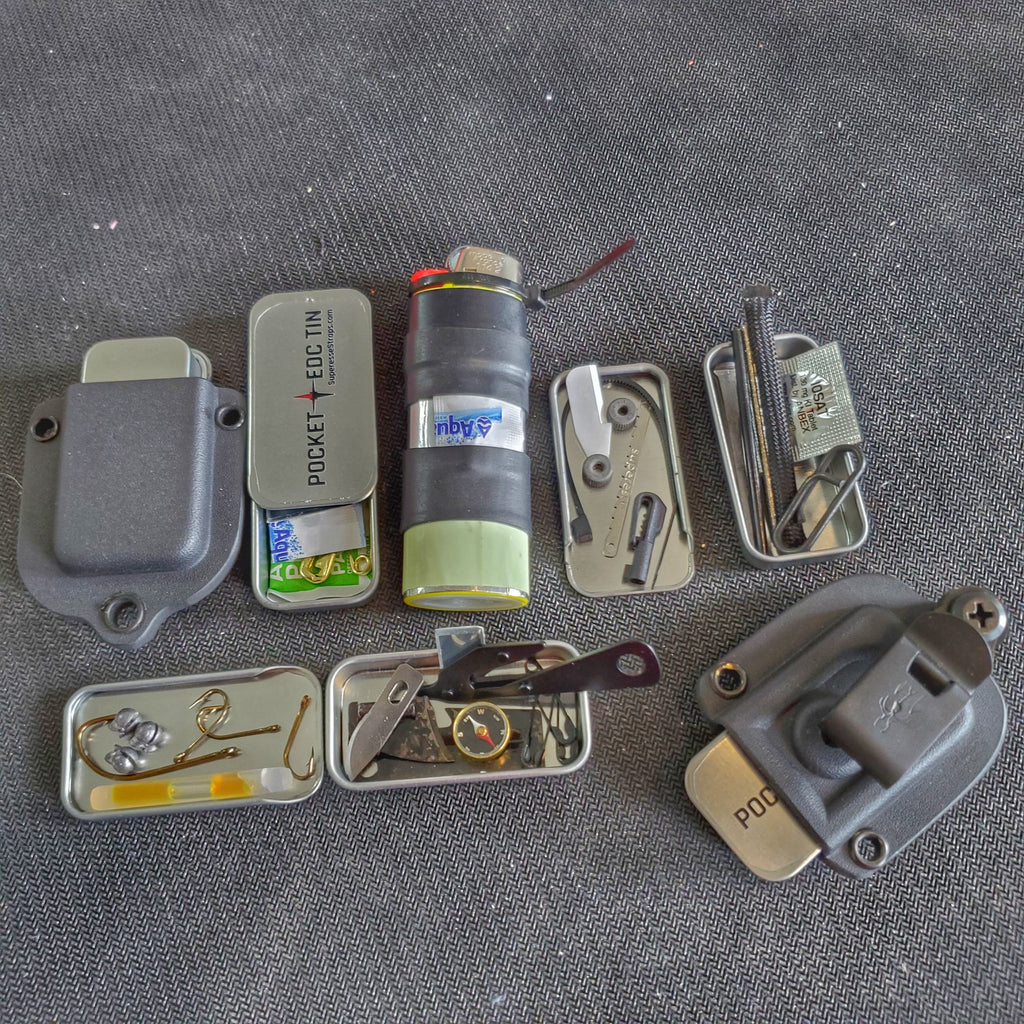 Survival Kit Lighter - Fire Starter outfitted with supplies.