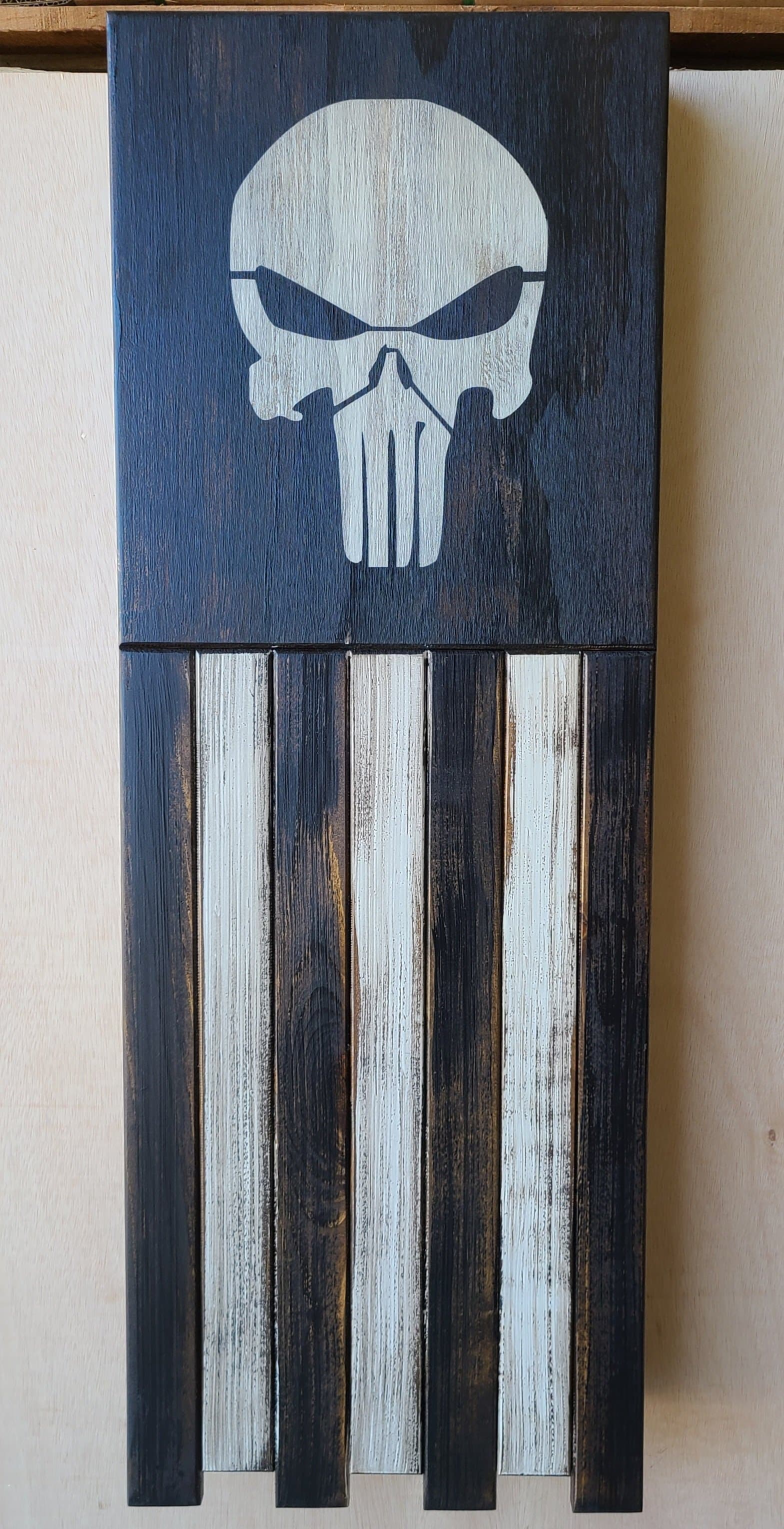 Long Slim “Half” American Flag Wooden Gun Storage Case