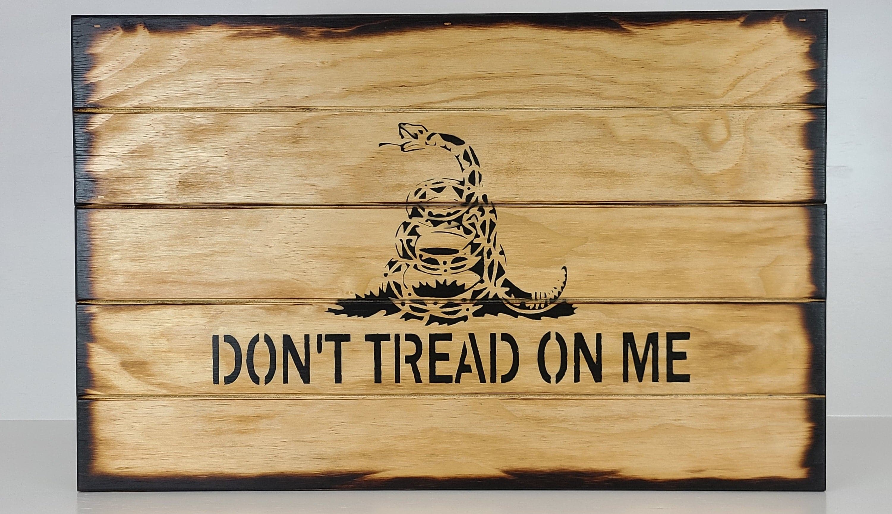 "Don't Tread on Me" Hidden Gun Storage sign  Charred Finish