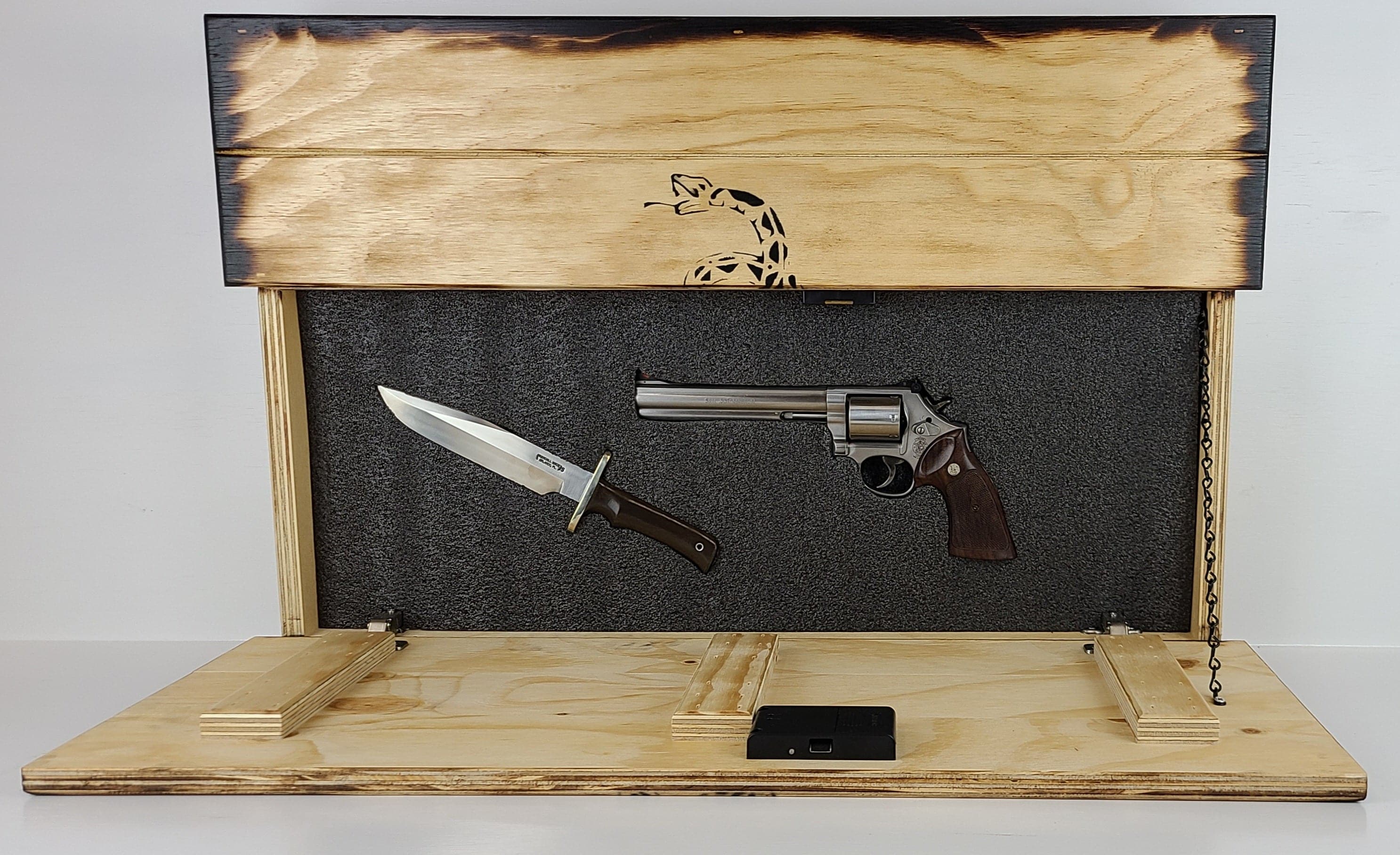 "Don't Tread on Me" Hidden Gun Storage sign  Charred Finish