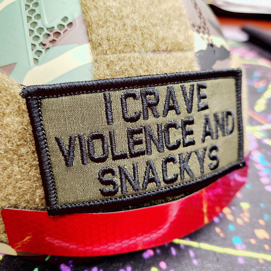 As Seen on Socials - I Crave Violence and Snackys - 2x4 Patch - Multiple Variants