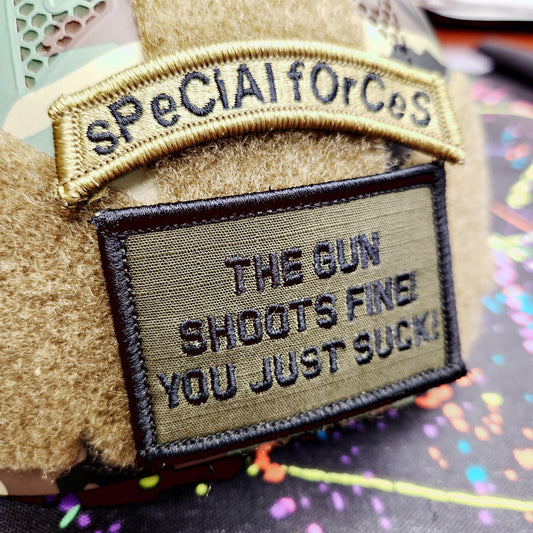 As Seen on Socials - The Gun Shoots Fine You Just Suck! - 2x3 Patch - Multiple Variants