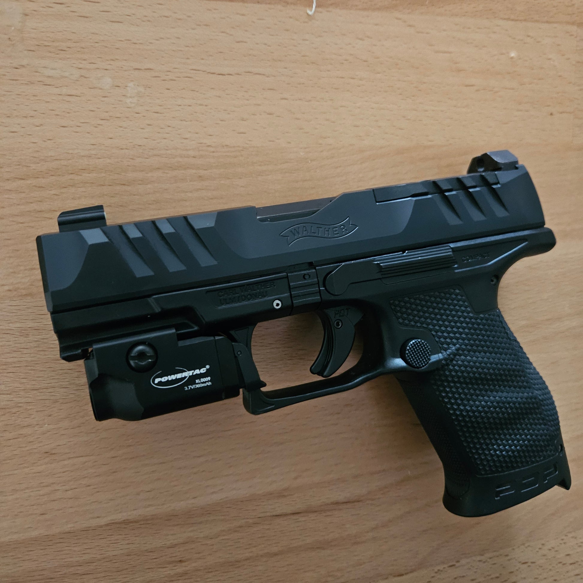 Mark Mini Pistol Light w/  NFA Tritium Night Sights w/ Orange Inserts. For Glock, Walther PDP and Ruger RMX.