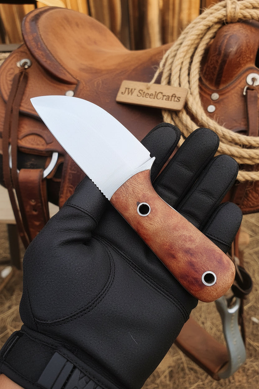 Woodgrain Trail Skinner Knife 7.5" Handmade High Carbon Steel Wood Handle