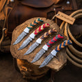 Wovencord Pocket Knife Set 8.5" Handmade Set of 5 Damascus Steel Blades
