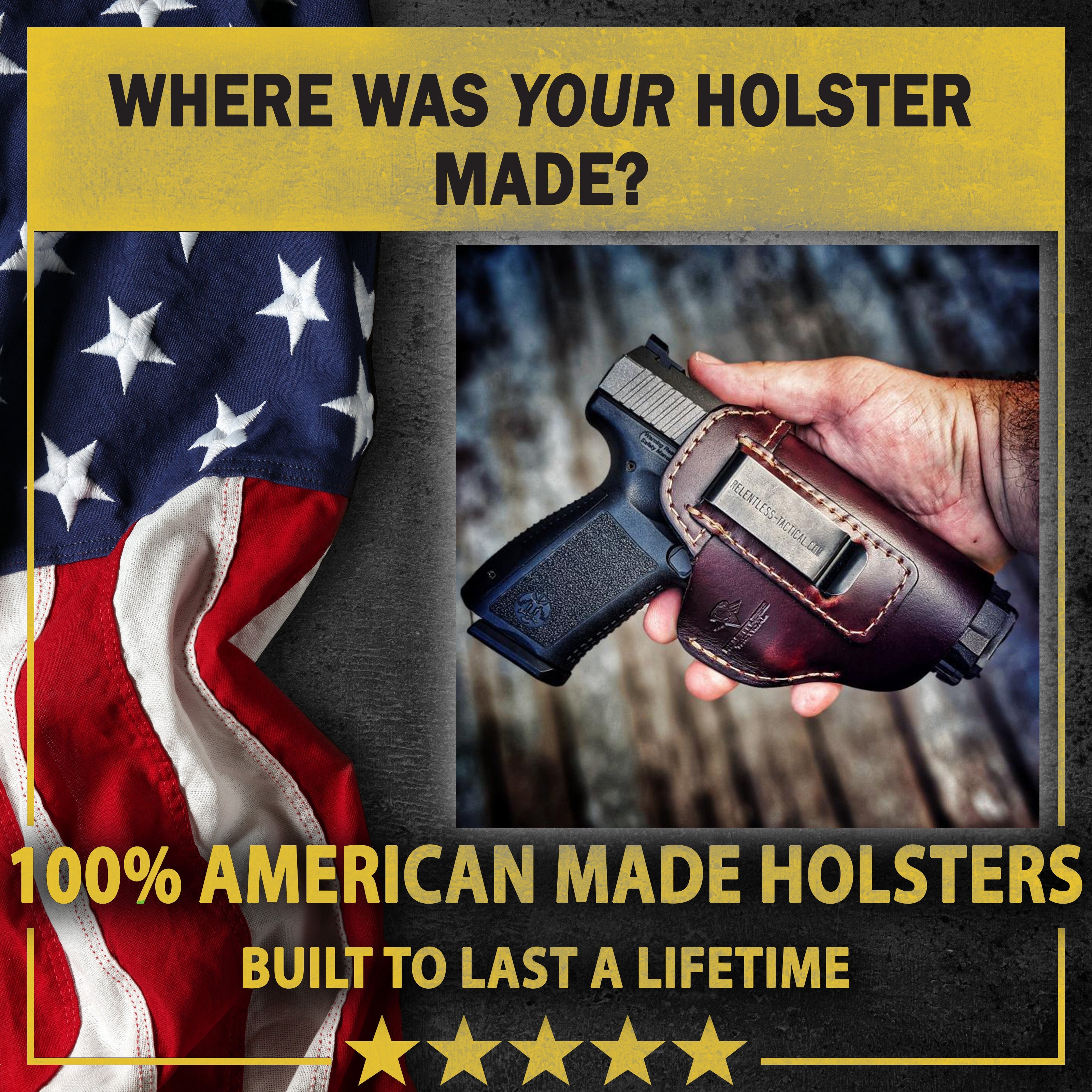 The Sweat Shield Defender Leather IWB Holster - Fits All 1911 Style Handguns - Lifetime Warranty - Made in USA