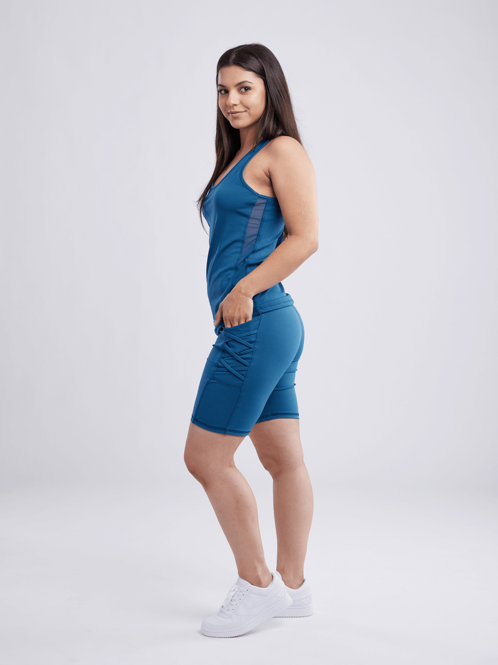 JupiterGear High-Waisted Workout Shorts with Pockets & Criss Cross Design