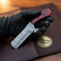 Crimson Razor Edge Bull Cutter Knife with Marbled Handle