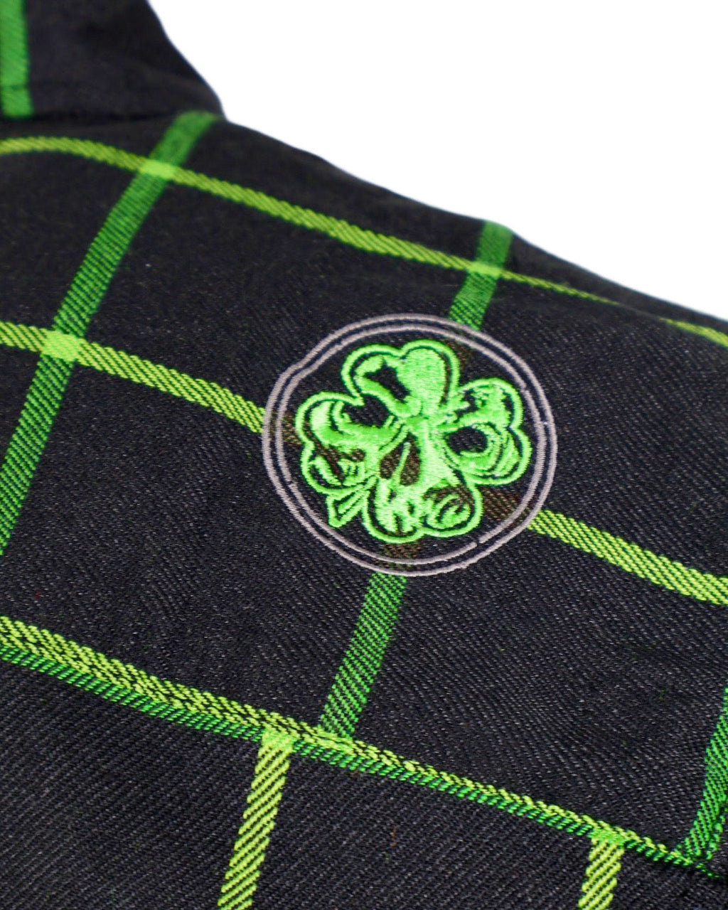 The "Lucky" Black & Green Flannel (Hidden Snap Collars)