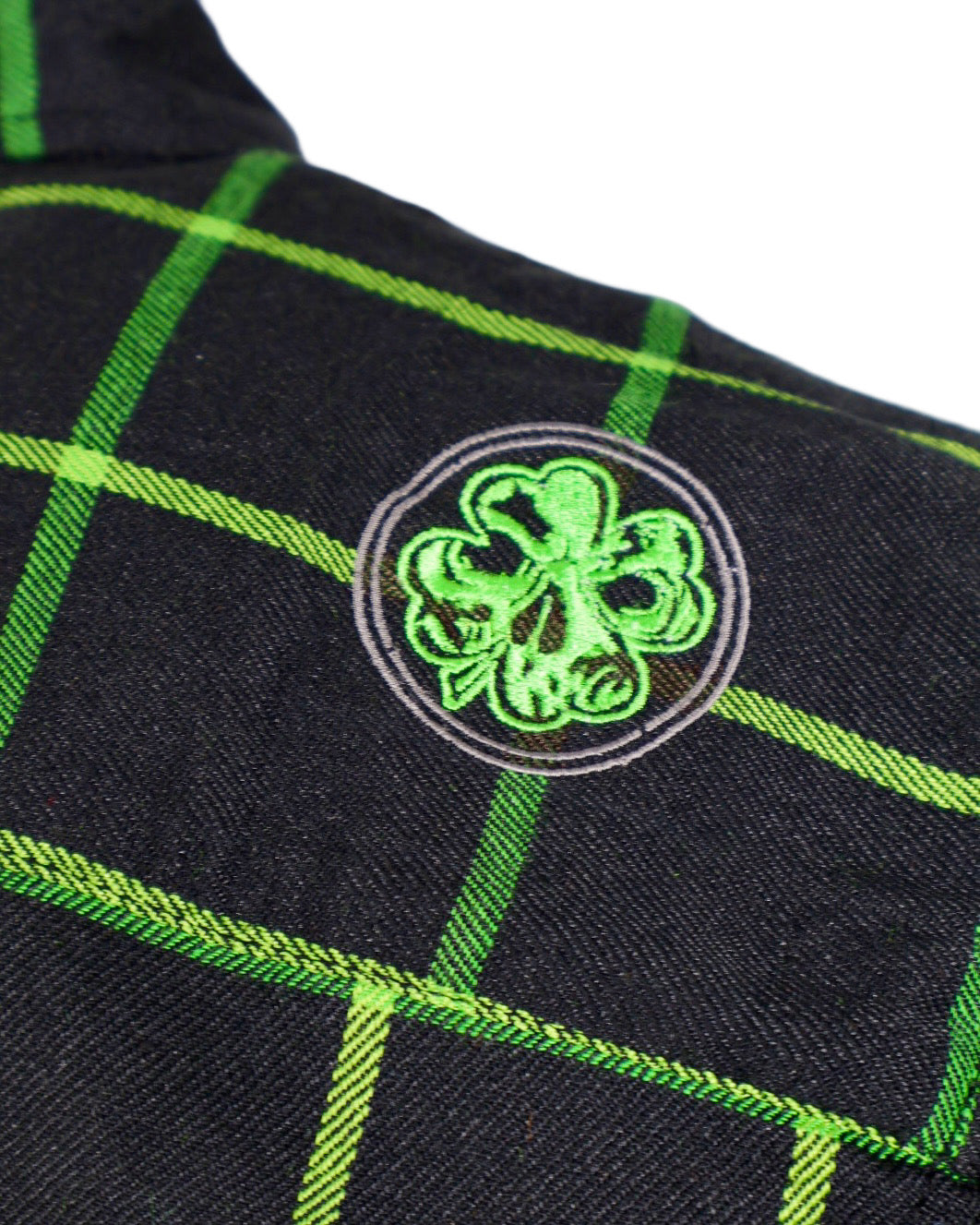 The "Lucky" Black & Green Flannel (Hidden Snap Collars)
