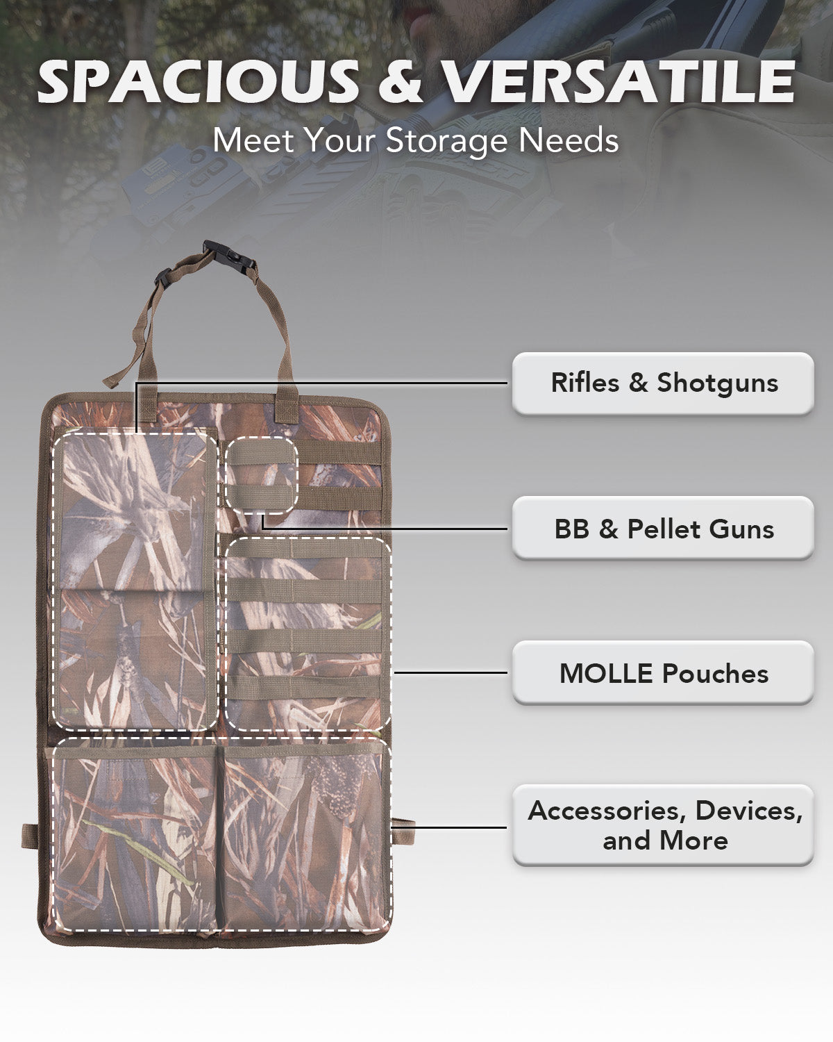Gun Rack Car Seat Organizer Back Seat Car for Rifles Pistols Camping Gear