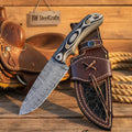 Marblewood Skinner Knife 10" Handmade Damascus Micarta Handle
