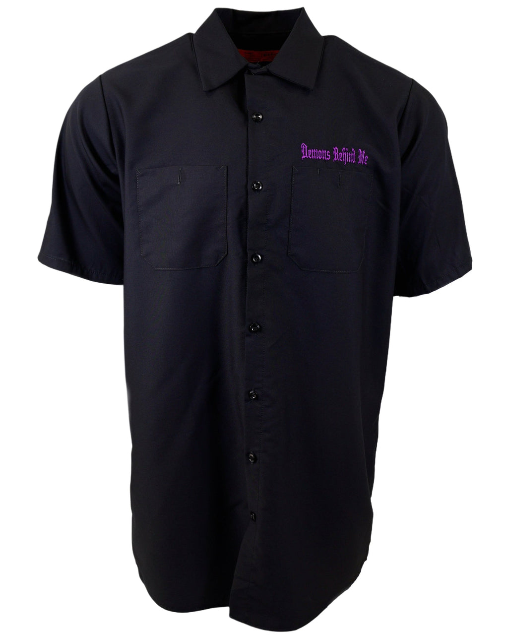 NEW! SHORT SLEEVE Men's Embroidered Shop Shirt - Purple Logo