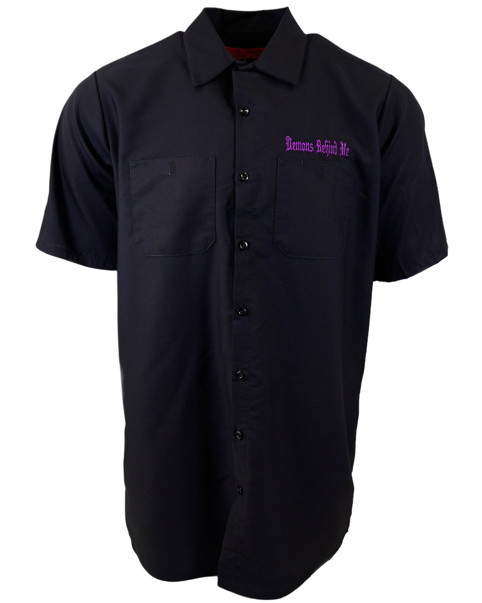 NEW! SHORT SLEEVE Men's Embroidered Shop Shirt - Purple Logo