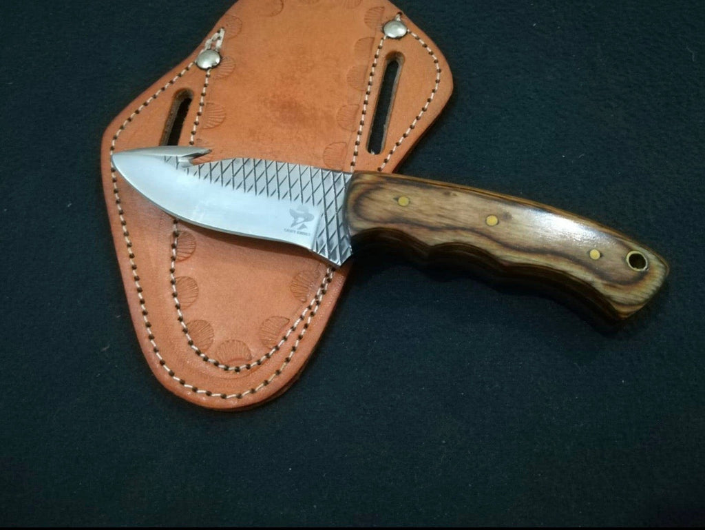 Hand-Forged Rasp Steel Wood Gut Hook Knife
