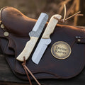 File-Work Camel Bone Bull Cutter Knife with Leather Lanyard