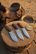 Handmade Rosewood Handle Damascus Chef Knife Set – 3 Pieces