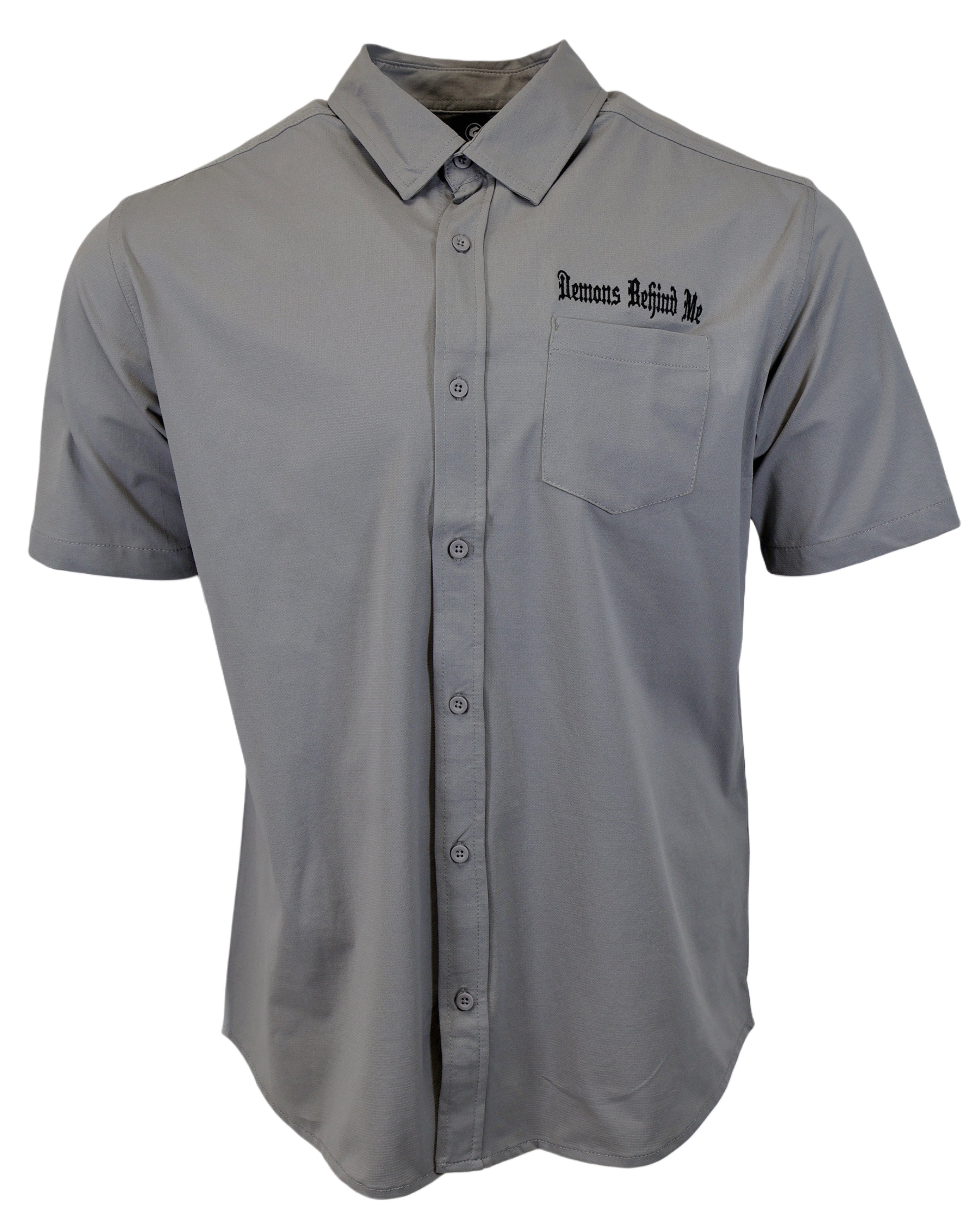 NEW! Micro-Perforated, Stretch Embroidered Button-Up
