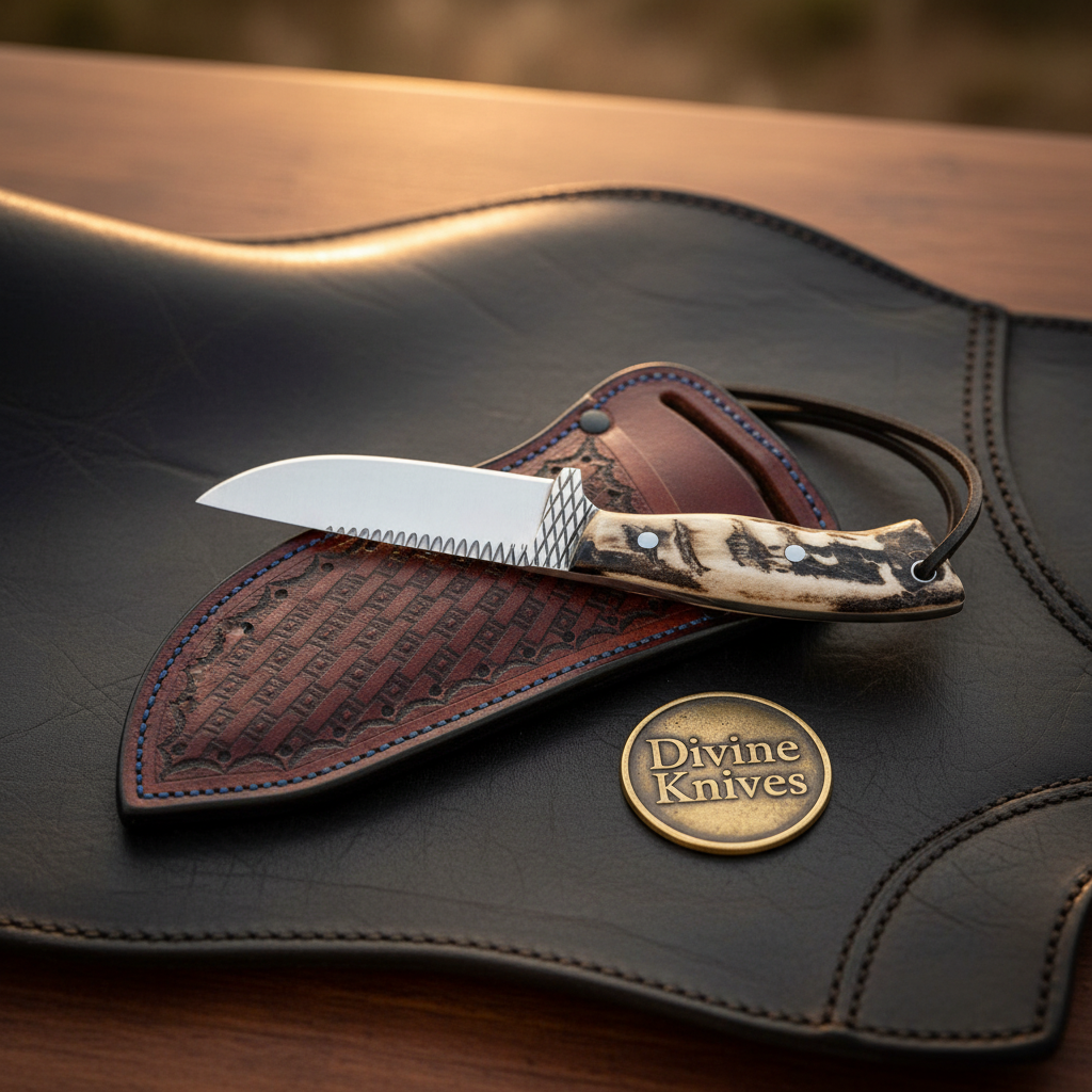 Ram Horn Handle Cowboy Skinner Knife for Ranch Chores and Gifting