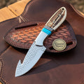 D2 Steel Cowboy Gut Hook Knife with Turquoise Bolster
