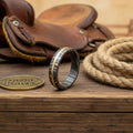 Men's Damascus Wedding Ring with Gold Stripe Inlay